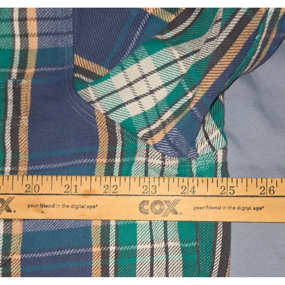 Polo Ralph Lauren Blue/Green Button Up Flannel Shirt Plaid Workshirt Sz XL